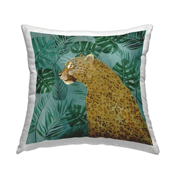 Stupell Industries Monstera & Palms Cheetah Decorative Printed Throw Pillow Design by Janet Tava.