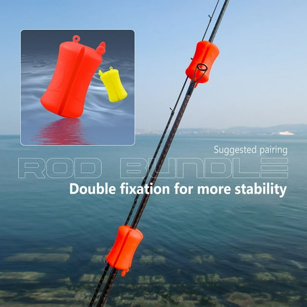Ronshin 4pcs Portable Fishing Rod Fixed Ball Multi-Functional Soft Silicone Anti-Slip Fishing Pole Wrap Equipment White