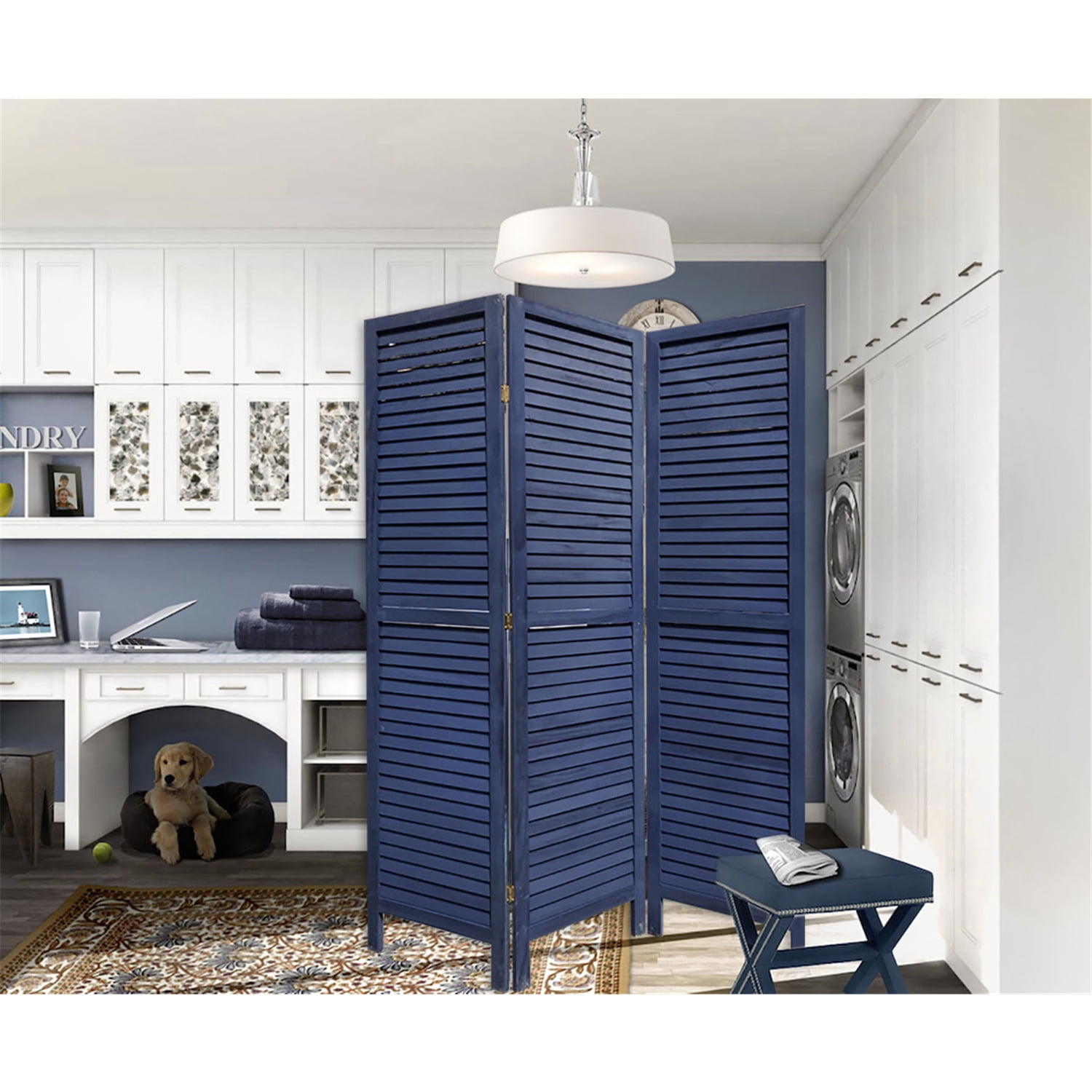 Modern Foldable Indoor 3 Panel Shutter Screen Room Divider