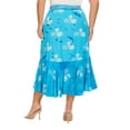 thumbnail image 5 of Beautybatik Blue Women Batik Floral Print Long Flowy Pleated Elastic High Low Ruffle Skirt 2X, 5 of 5