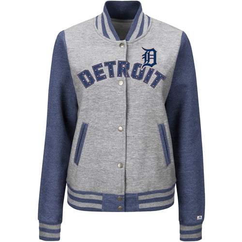 Detroit Tigers Majestic Women's Stolen Bases Full Button Jacket Gray by MAJESTIC LSG