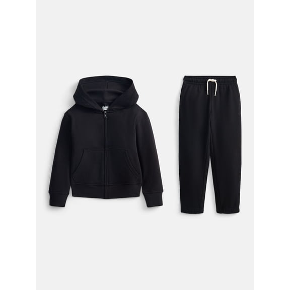 Wonder Nation Boys Fleece Full Zip Hoodie and Jogger Sweatpants Set, 2-Piece, Sizes 4-18