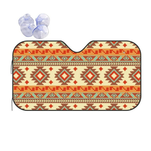 XMXY Car Sun Shade Windshield, Vintage Southwestern Native Aztec Style Automotive Front Window Sun Visor for Cars SUV Trucks, Small Size
