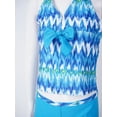 thumbnail image 5 of iEFiEL Kids Big Girls Tankini Swimsuit 2pcs Stripes Printed Swimwear Halter Tankini Bathing Suit Set Size 8-16 Blue Stripes 8A, 5 of 7