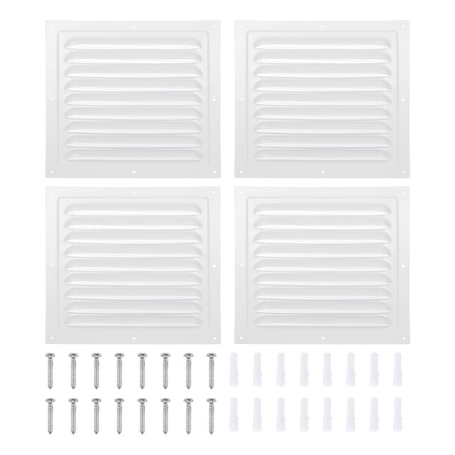 Rejillas de ventilación de ático Uxcell, rejillas de ventilación de sofito, cubiertas de ventilación de aire HVAC de aluminio en aleación rectangular 8x8