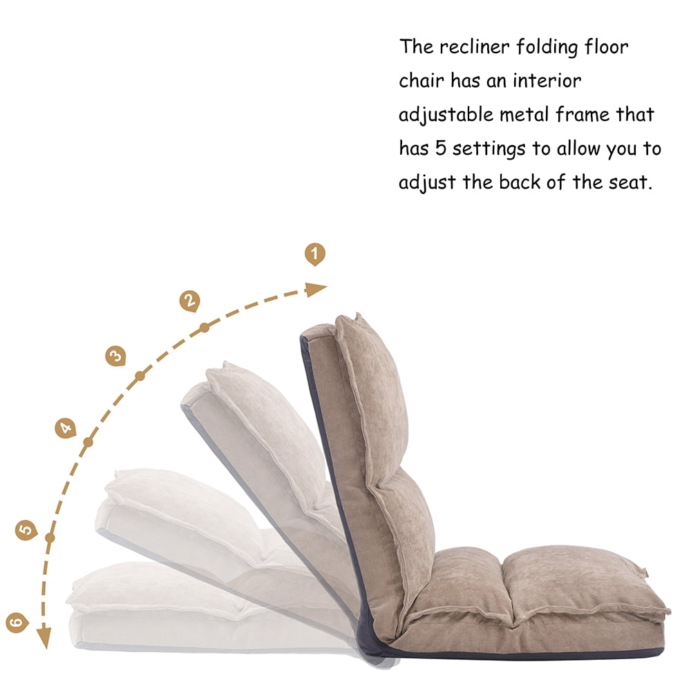 Kepooman Fabric Upholstered Adjustable Lazy Sofa Chair, Light Brown Kepooman Fabric Upholstered Adjustable Lazy Sofa Chair, Light Brown