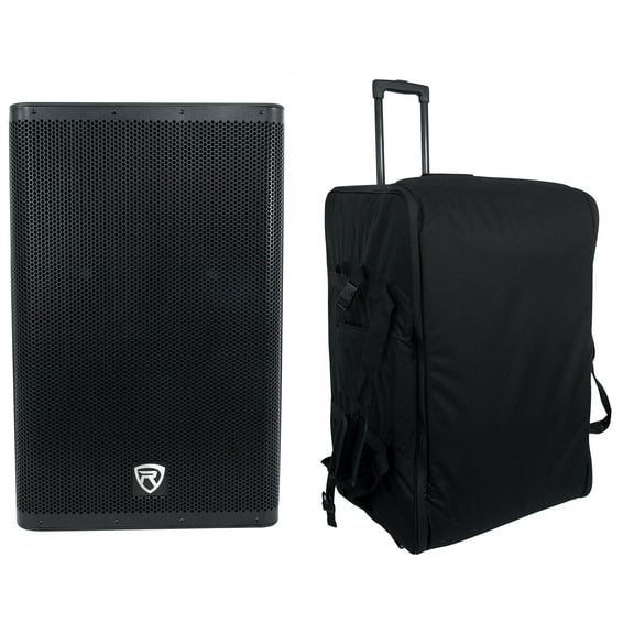Rockville DX15 15" Class D 2000w Powered Active DJ PA Speaker Rolling Travel Bag