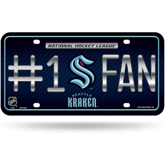 Seattle Hockey Kraken #1 Fan Metal License Plate Tag - Number One! Let's Go!!