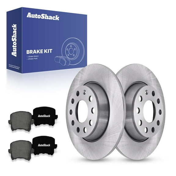 AutoShack Rear Solid Brake Rotors   Premium Ceramic Pads 6-PC Brake Kit Replacement for 2012-2017 Volkswagen Tiguan 2009-2017 Volkswagen CC 2015 Audi Q3 2015 Audi Q3 Quattro 11.09" (281.8 mm)