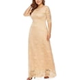 thumbnail image 2 of Eternatastic Womens Floral Lace 2/3 Sleeves Maxi Dress Evening Party Long Dress XXL Beige, 2 of 7