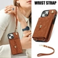 thumbnail image 5 of Case for iPhone 14 Plus, Crossbody Wristlet Case Wallet with RFID Blocking Card Slots KickStand Flip Folio PU Leather Magnetic Protective Cover Women for iPhone 14 Plus, Brown, 5 of 9