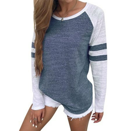 Round Neck Long Sleeve Shirts For Womens Striped Shirt Maternity Fashion Blouse Tops Clothes T