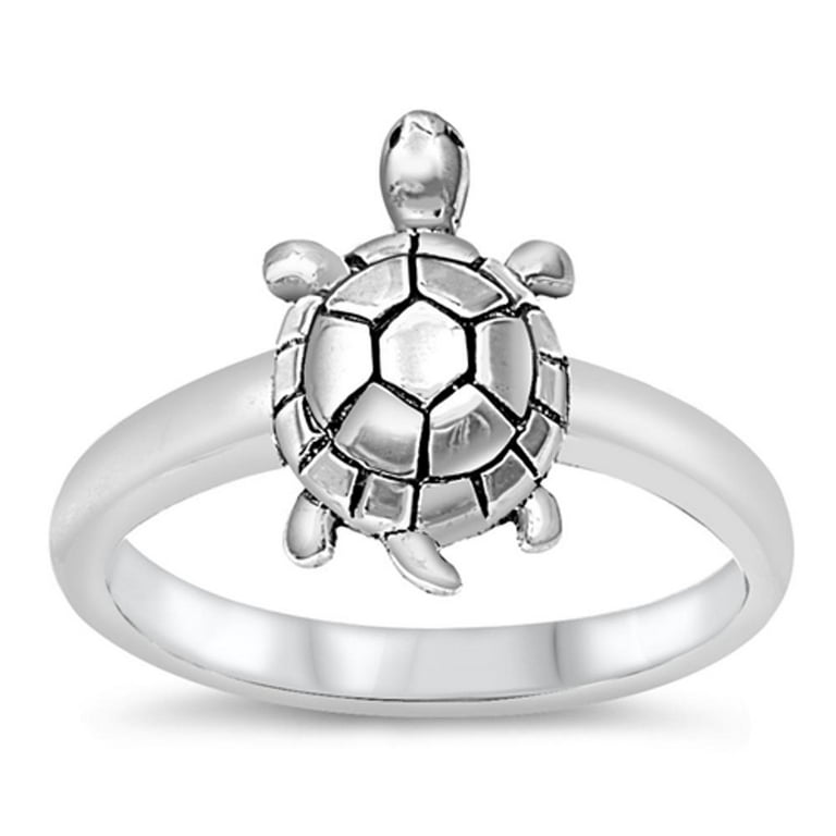 Sterling Silver Women s Turtle Ring Wholesale Pure 925 Band 14mm