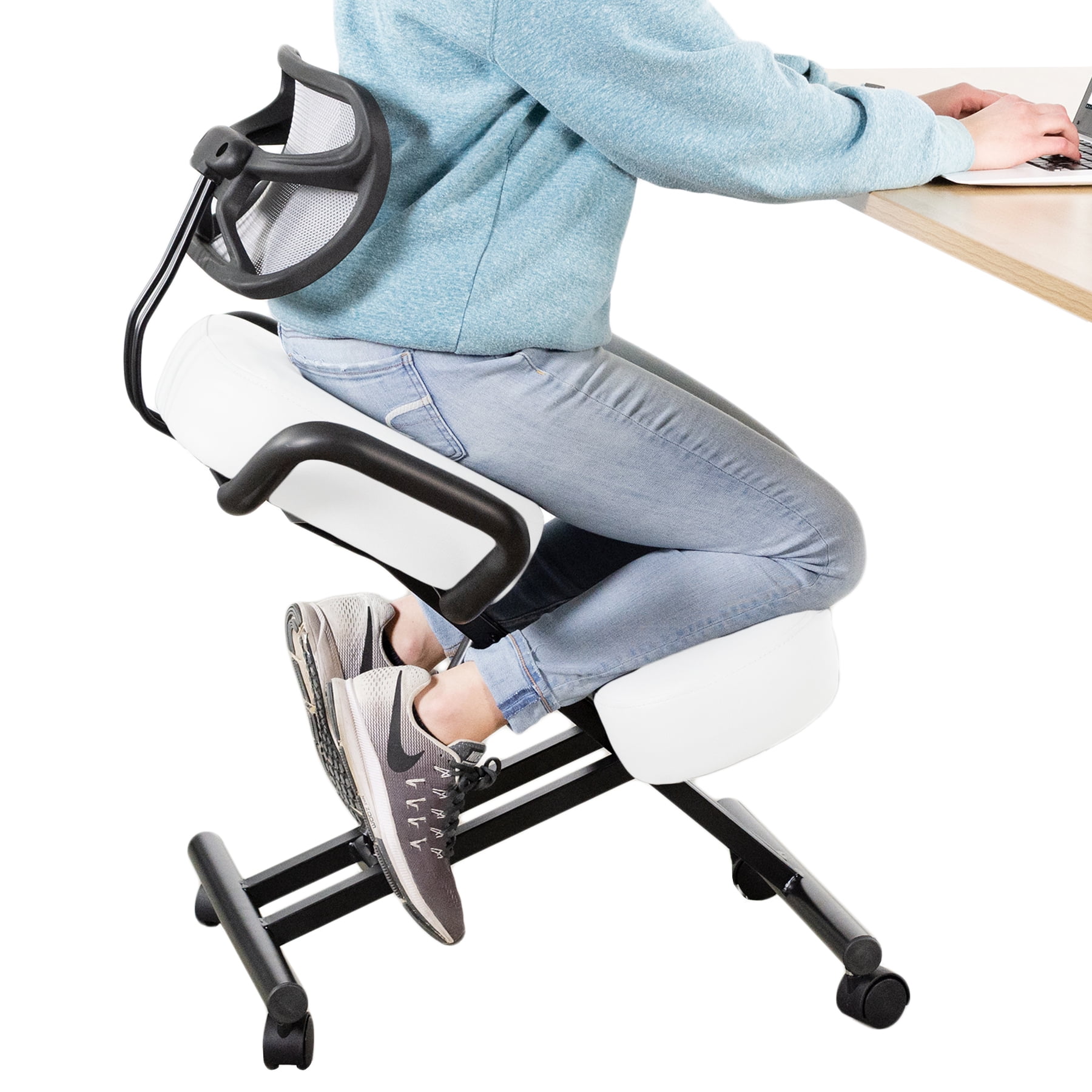 DRAGONN (By VIVO) Ergonomic Kneeling Chair with Back Support, White ...
