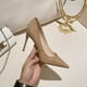 thumbnail image 2 of 2024 tacones altos de estilo de fragancia pequeña de cuero genuino de talla grande color blanco desnudo para mujer tacones finos de verano 35, 2 of 5