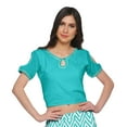 thumbnail image 3 of Moomaya Ethnic Dress For Women Printed Long Skirt And Cold Shoulder Crop Top Set, 3 of 6