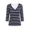 thumbnail image 7 of yillto Women Striped Shirts V Neck Long Sleeve Tops Casual Stretch Basic Tee Going out Top Clothes, 7 of 7