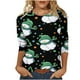 thumbnail image 2 of Pntutb - Camiseta holgada con estampado de moda para mujer, blusa de manga 3/4, cuello redondo, tops casuales Pntutb Pntutb-1227, 2 of 5
