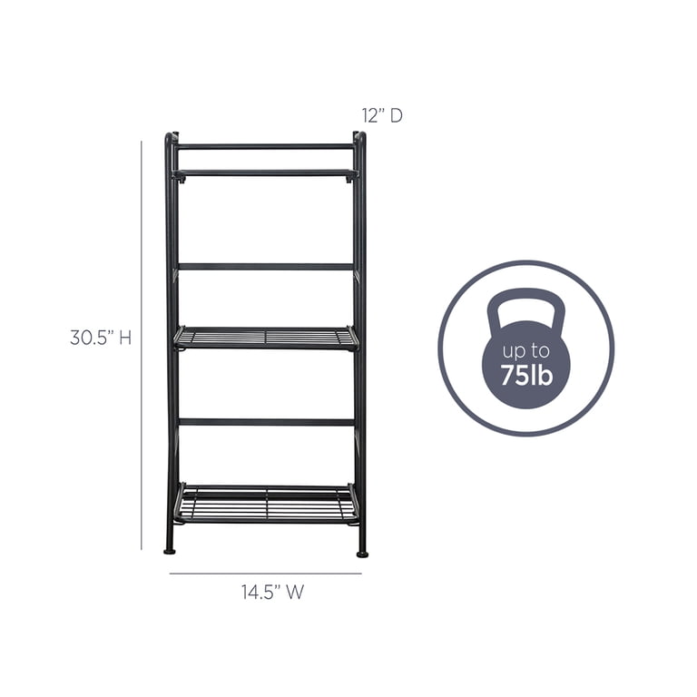 FlipShelf-Folding Metal Shelf-No Assembly-Bookcase-Style (3