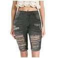 thumbnail image 2 of ZHOGXU Womens Denim Shorts With Pocket Solid Color Ripped Slim Elastic Fashion Shorts For Casual Daily Wear,Grey,Xxl, 2 of 8