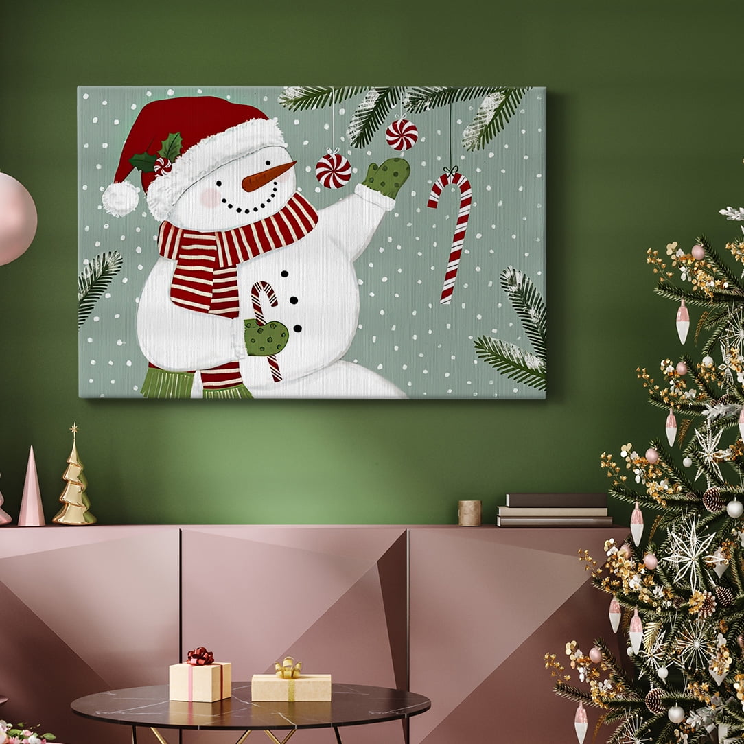 Peppermint Snowman Collection A- Gallery Wrapped Canvas