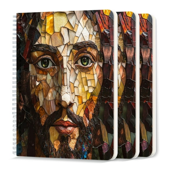 Spiral Journal Notebook,50 Sheets A5 College Ruled Notebook/Journal 3 Pcs for School Office Home - Portrait of Jesus