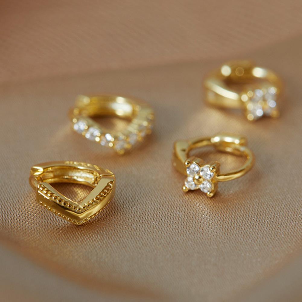 Gold Plated Mini Zircon Hoop Earrings Piercing Earrings Cubic Earring Stud V4A0 - image 5 of 9