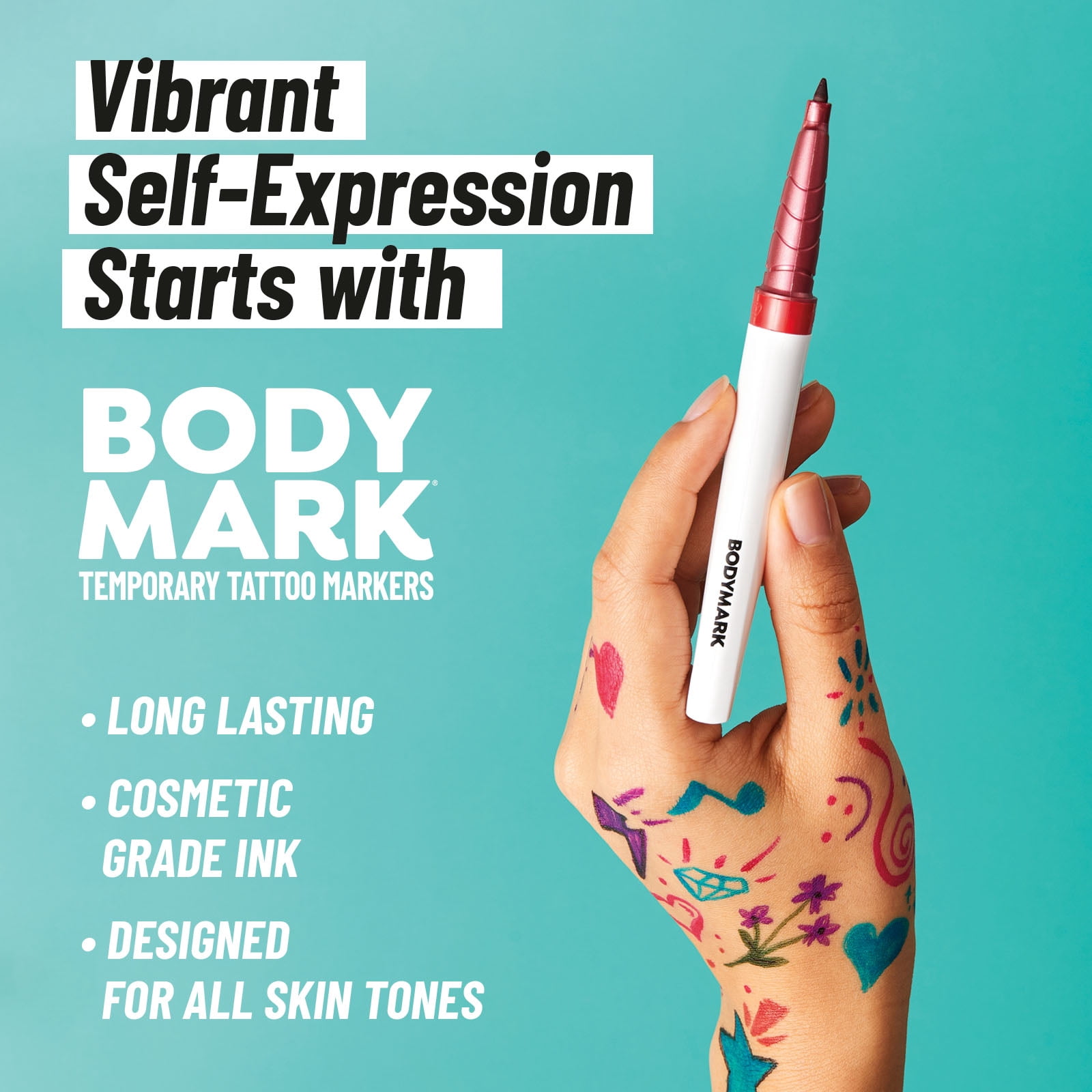 BIC BodyMark Temporary Tattoo Markers for Skin, Flexible Brush Tip, 8CT AST