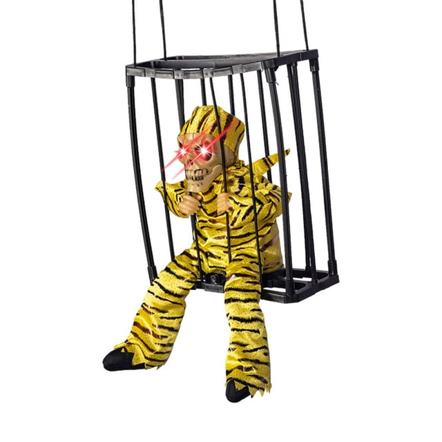 Scary Prison Caged Dead Prisoner Prop Screaming Animated Decorations for Holiday Style F
