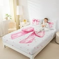 thumbnail image 5 of Feelyou Pink Watercolor Bowknot Twin Sheet Sets for Kids, Cartoon Stars Print Twin Fitted Sheet, Fairy Tale Princess Flat Sheet, Microfiber Bedroom Decor, 3pcs, 5 of 8
