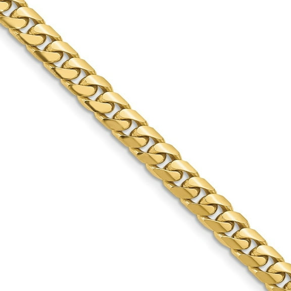 Auriga Fine Jewelry 10K Yellow Gold 5 mm Solid Miami Cuban Chain Necklace for Women 18"