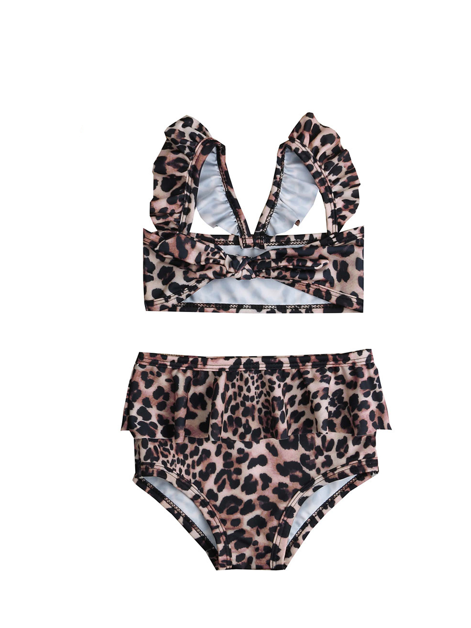 girls leopard print swimming costume