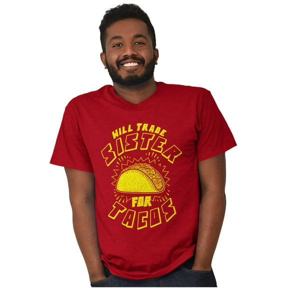 Will Trade Sister for Taco Funny Food Plus Size Crewneck Graphic Tee Shirt Brisco Brands 2X