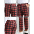 thumbnail image 6 of INSPIRE CHIC Men's Dress Pant Flat Front Stretch Business Plaid Pants 38 Black Red, 6 of 7