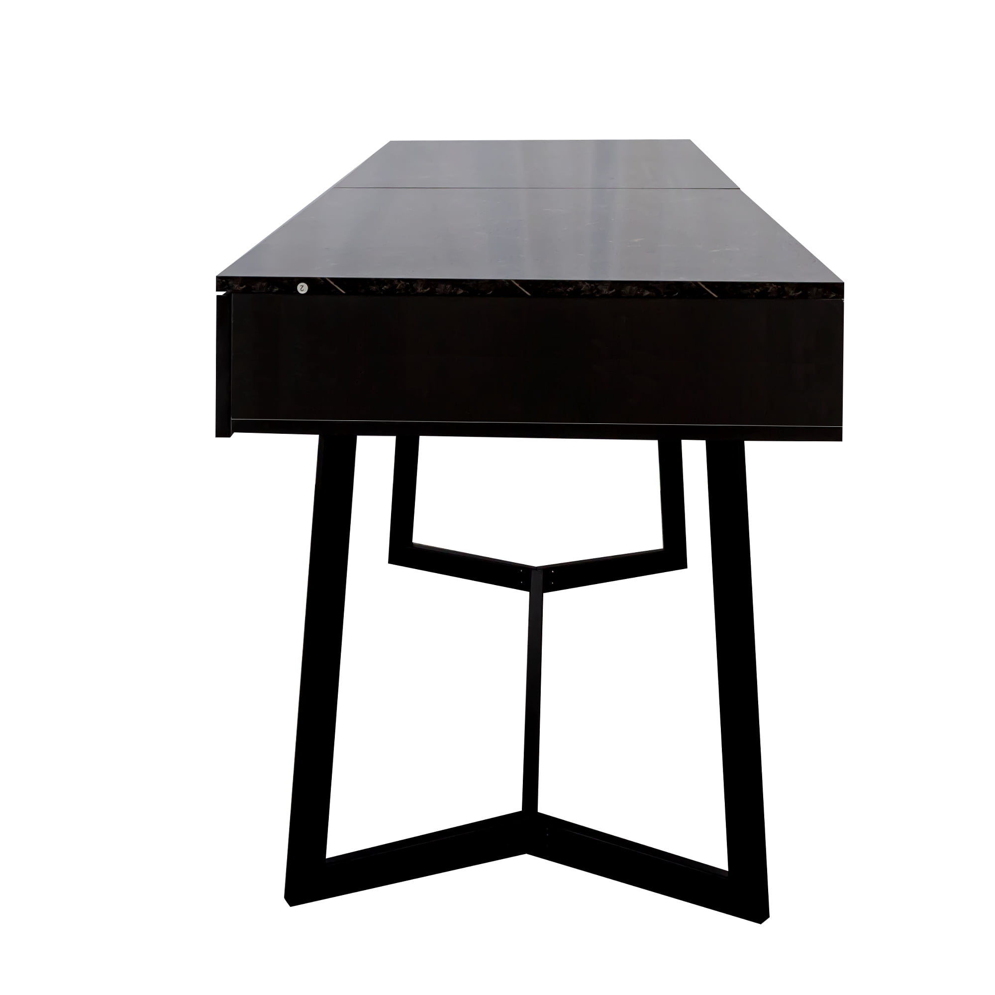 GAKMCIL Executive Computer Desk with 3 Drawers and Y-Shaped Metal Legs - Spacious Work Surface for Home Office, Executive Use & Study Rooms, Durable Black Design (70.86"L x 23.62"W x 29.53"H) (Black)