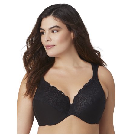 

Glamorise Full Figure Plus Size Low Cut WonderWire Lace Bra Underwire #1240