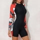 thumbnail image 3 of TaTaai Women Conservative Printed Long Sleeve One Piece Wetsuit Full Zip Stretch Surf Swimsuit Ladies Water Sports Beach Wear UV Protection Quick-Drying Stylish Swimwear Gift, 3 of 9
