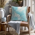 thumbnail image 2 of Vintage Flowers Pillow Covers 18x18 Inch Set of 2 Aqua Turquoise Floral Leaves Decorative Square Throw Pillows For Couch Rustic Square Pillow Cases Home Decor For Living Room Sofa Porch Outdoor, 2 of 6