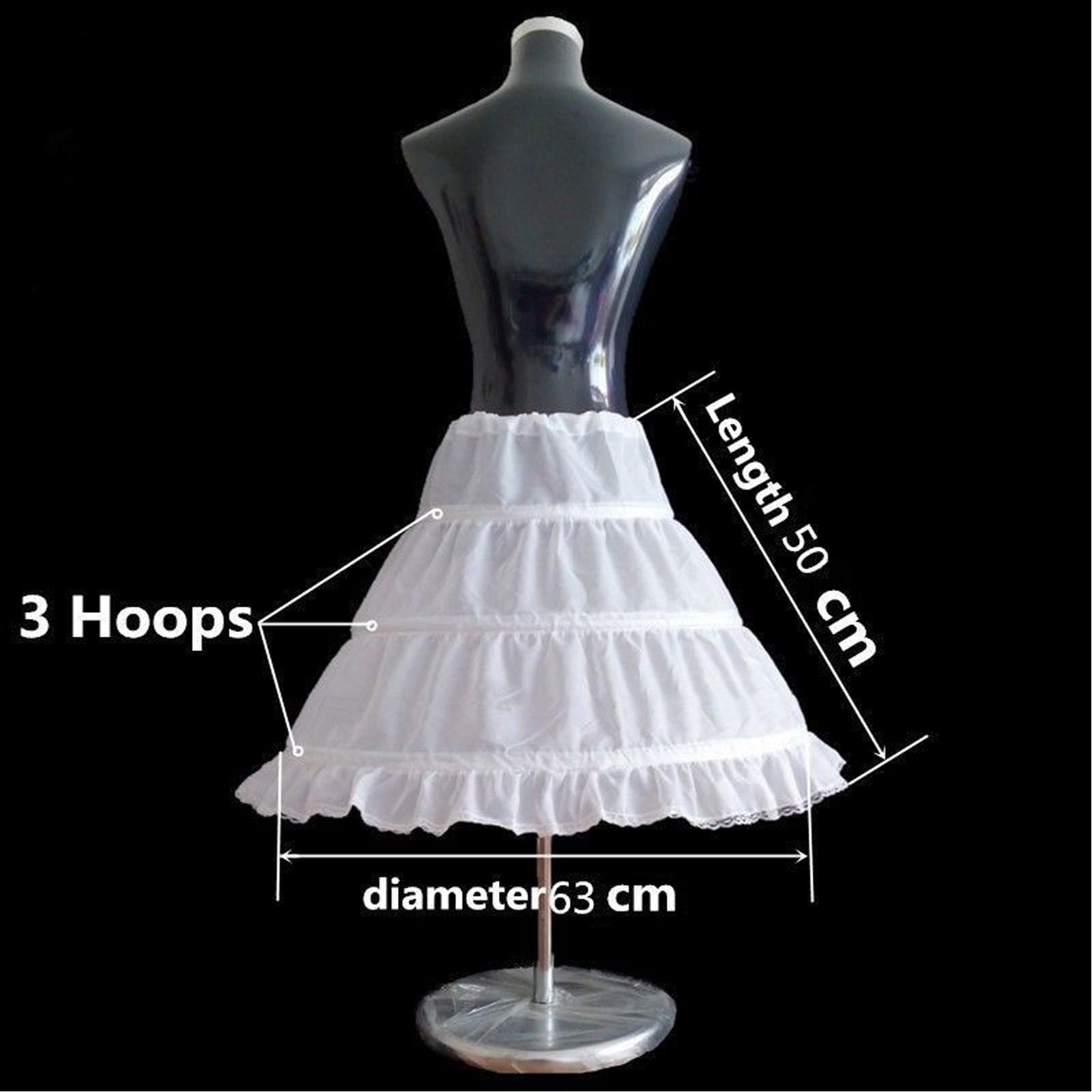 Noriviiq 2-14Age Kids Dress Hoop Ankle Length Flower Girl 3 Hoop Petticoat Skirt 