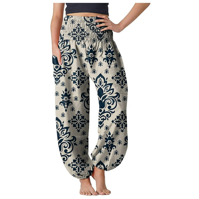 adviicd Petite Short Pants For Women Yoga Pants Women Women Fashion Tie  Dyed Print Sport High Waist Pants Elastic Slim Pants White XXL 