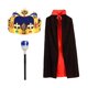 thumbnail image 1 of Disfraz de rey para niño, conjunto de túnica, corona y cetro, accesorios de disfraz para fotos. Azul, 1 of 8