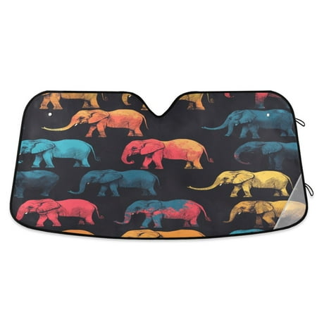 Car Sun Visor 55*27.6inch Windshield Sun Shield Car Sun Curtain Car Sun Shield Car Sun Insulation Suitable For Most Vehicles Cool Elephant