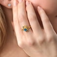 thumbnail image 3 of Gem Stone King 10K Yellow Gold Diamond Accent Ring Heart Shape Yellow Citrine and Vivid Persian Blue Moissanite (1.48 Cttw, Size 8), 3 of 6