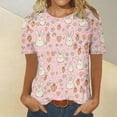 thumbnail image 2 of VBTAPA Women's Cute Easter Shirts Funny Bunny Eggs Print Short Sleeve T-Shirt Casual Loose Blouse Tops Lightning Sales Multicolor L, 2 of 6