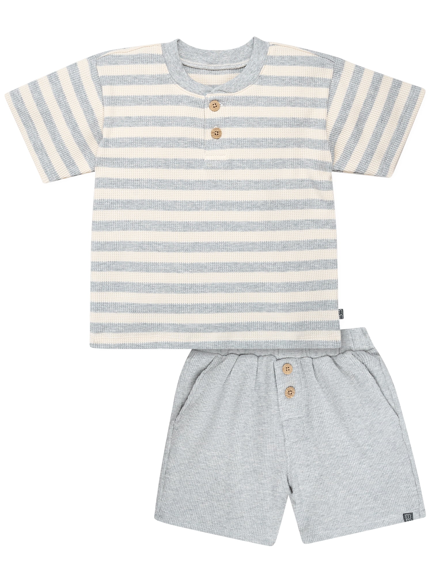 Modern Moments by Gerber Toddler Boy Henley Top and Short Outfit Set, 2-Piece, 12 Months - 5T