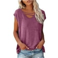 thumbnail image 1 of CEHVOM T-shirt Décontracté Uni pour Femmes à Manches Courtes et Col Rond en Liquidation, 1 of 5