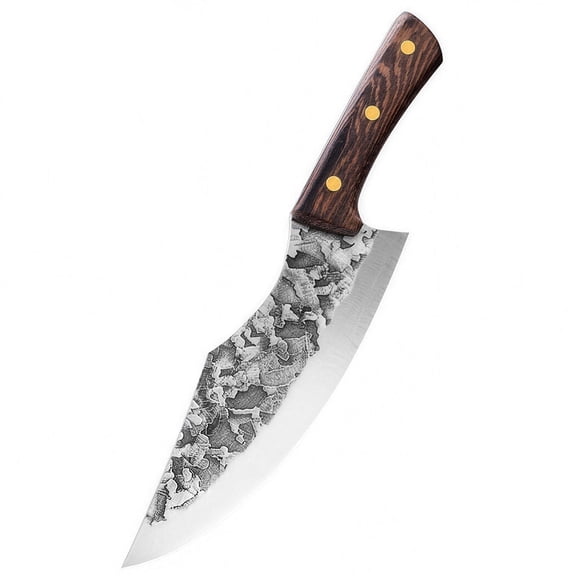 Handmade Forged Butcher Knife 7" Meat Cleaver Fillet Knife Kitchen Chef Cooking Cutter for Outdoor Fishing