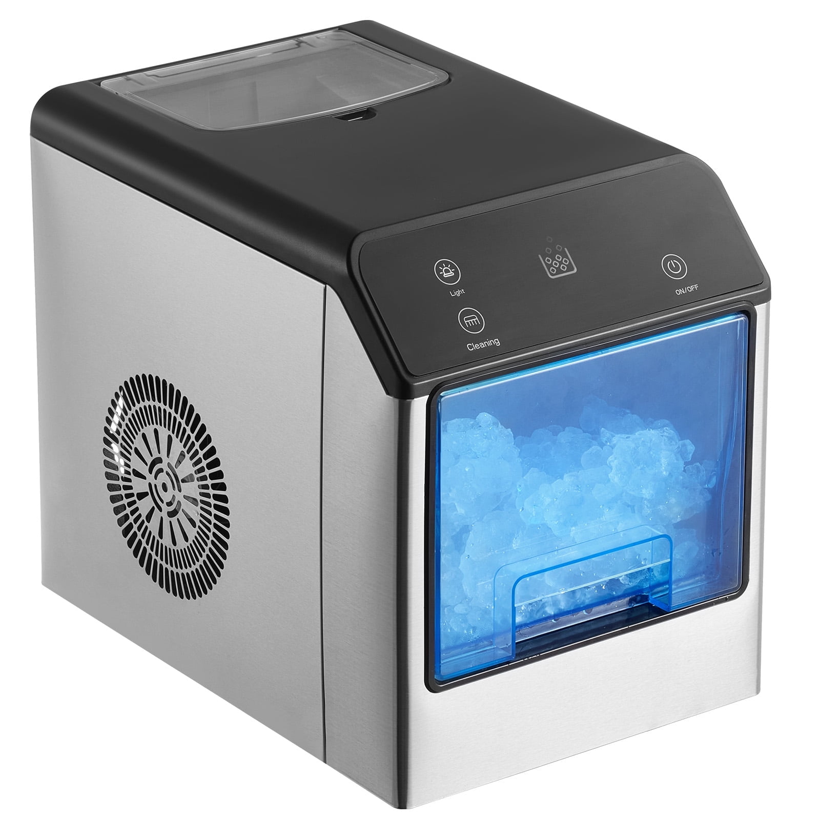 KFFKFF 33lbs/24H Countertop Ice Maker Nugget Ice Maker Self-Cleaning Portable Ice Maker with Ice Scoop & Drip Tray
