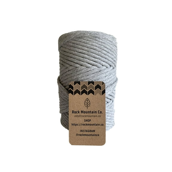 6mm Single Strand Recycled Cotton Macrame String - Light Gray