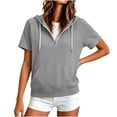 thumbnail image 4 of Amketima T Shirts for Women Half Zip Short Sleeve Hoodie, Raglan Sleeve Kangaroo Pocket Drawstring Hooded Pullover Top,Casual Athletic Sweatshirt Womens Tops, 4 of 8